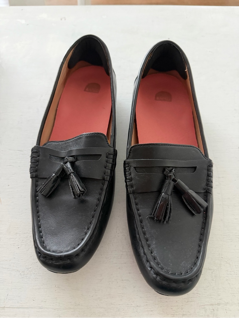 Bared Footwear Black Leather Tassel Loafers Size 40